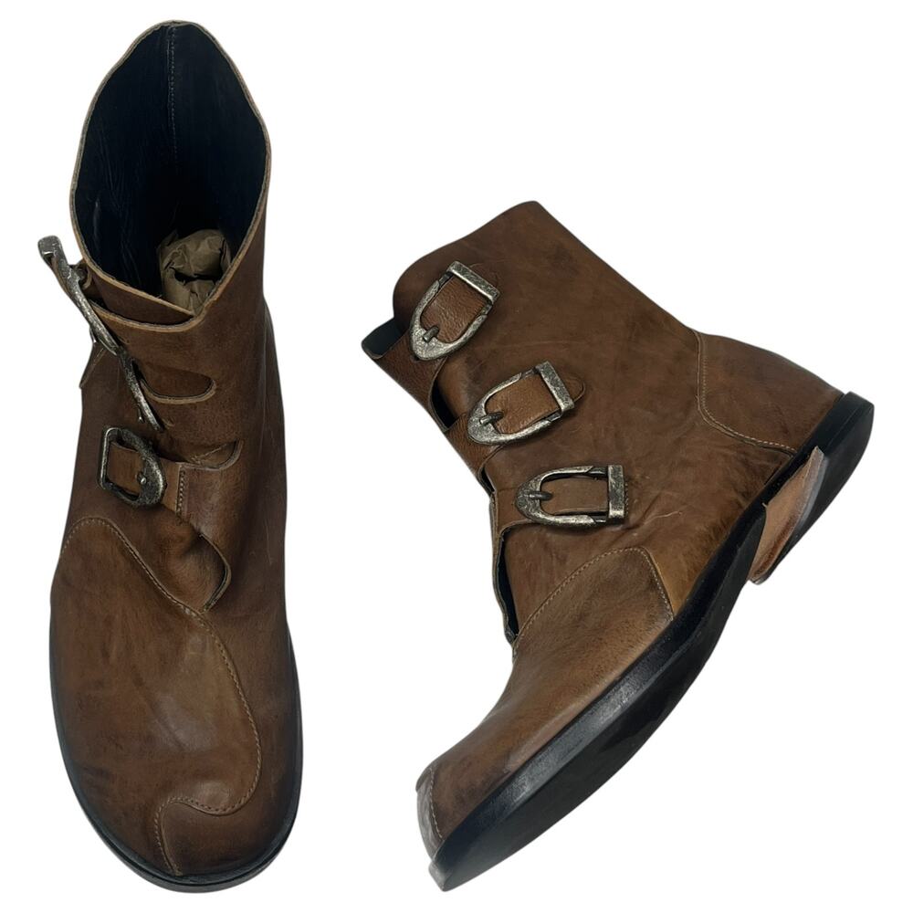 Cydwoq Womens Boots 41 11 MU Brown Leather Buckle Mid-Calf Made in USA Biker
